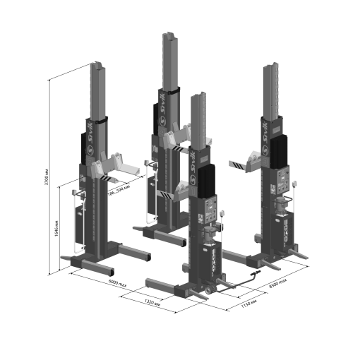 Передвижной подъемник электрогидравлический г/п 30т 4 стойки Sivik ПГП-30000/